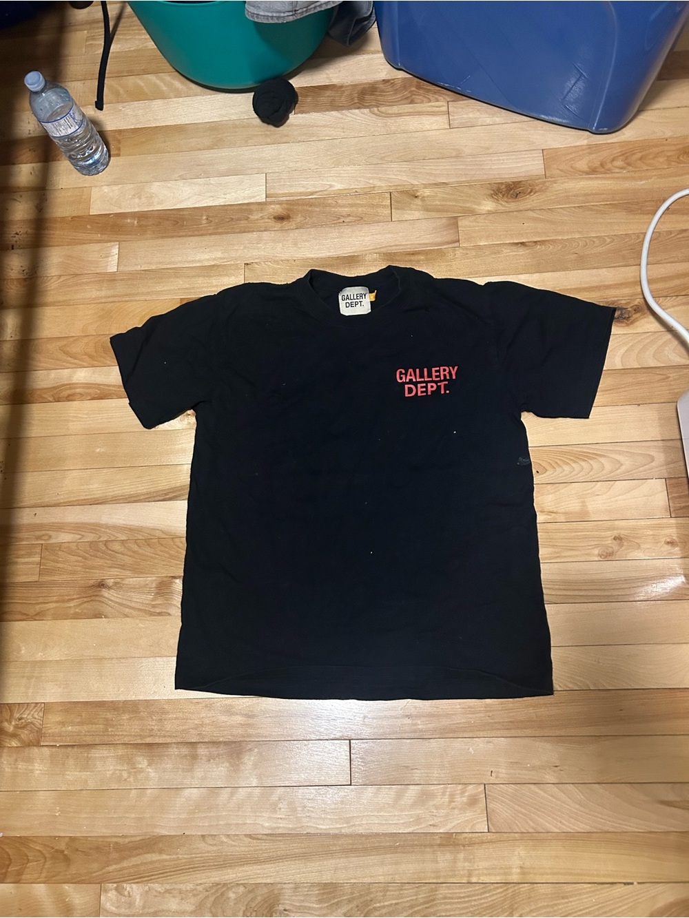 Gallery Dept Black Short Sleeve Tee with Red Chest Logo